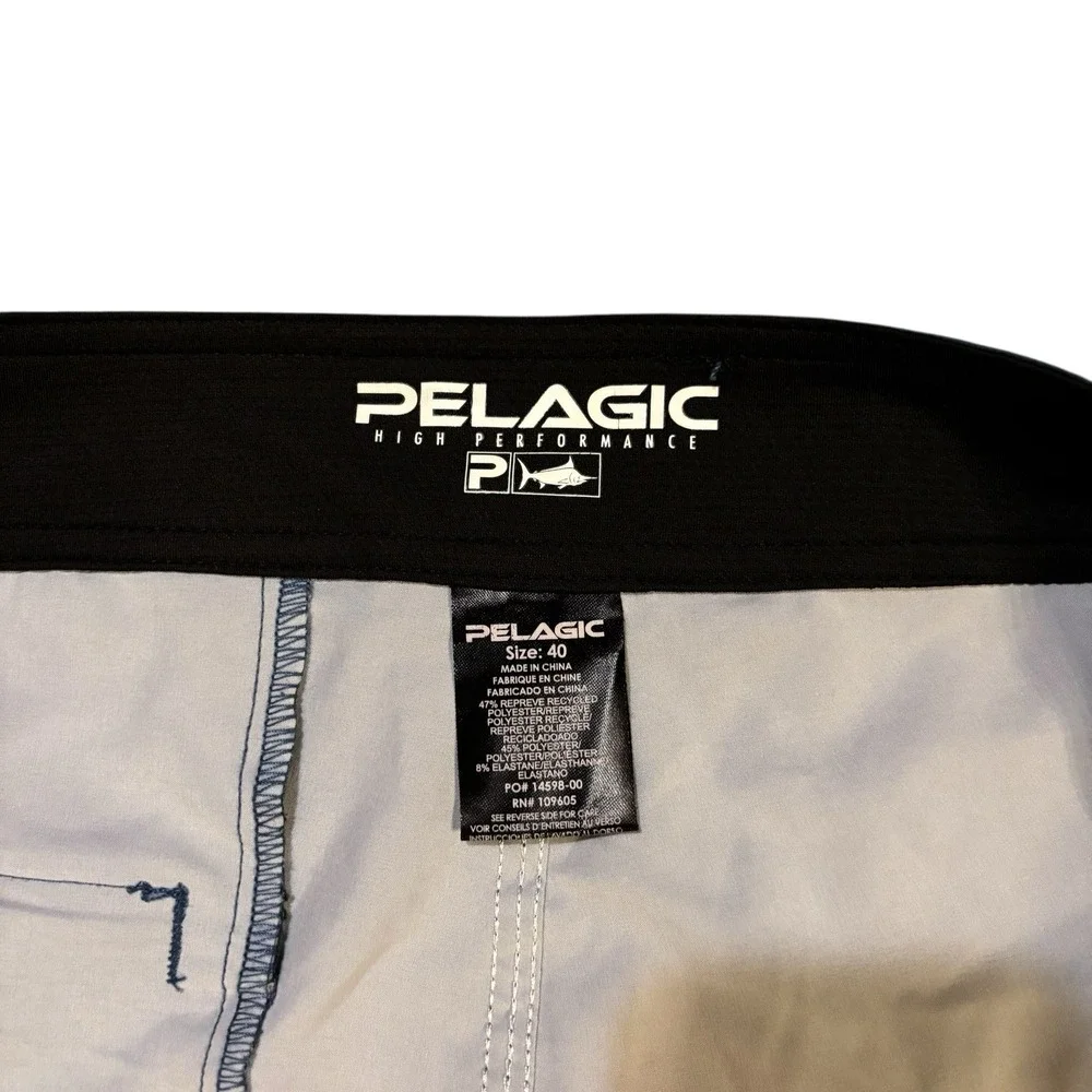Pelagic‎ Blue Water Board Shorts Blue Camo Mens 40x10 Beach Summer Fishing